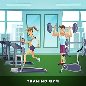 Healthy Lifestyle Background. Healthy lifestyle background with fitness center and people cartoon vector illustration