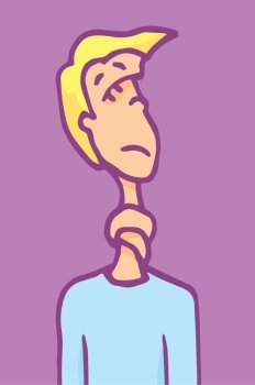 Cartoon illustration of a stressed guy with his neck tied