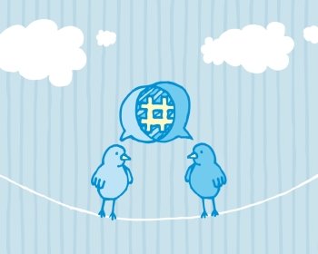 Birds sharing and tweeting / Social media dialog