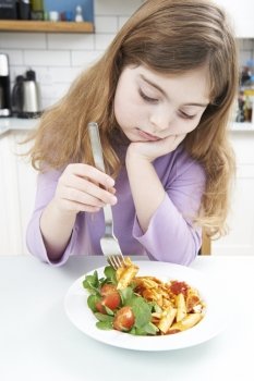 Fussy Girl With Healthy Meal At Home