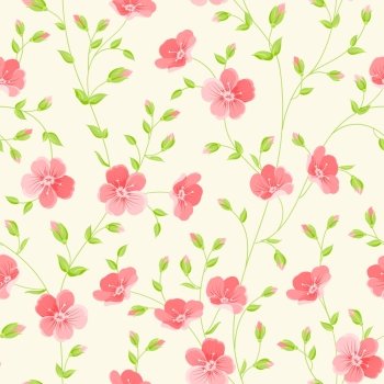 Floral seamless pattern on white background. Vector illustration.