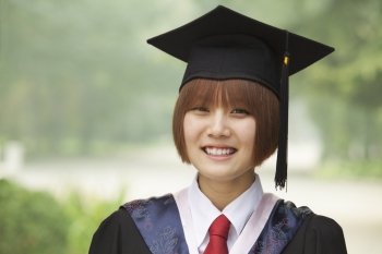 Young Woman Graduating From University, Close-Up Horizontal Portrait