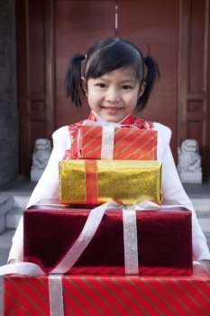 Girl Holding Gifts