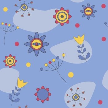 Abstract Cute Background  Flower Seamless Pattern Vector Illustration