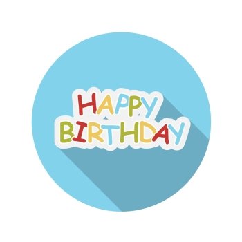 Flat Design Concept Happy Birthday Vector Illustration With Long Shadow. EPS10