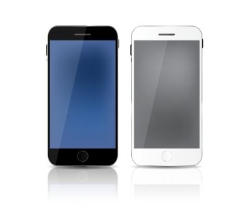New Realistic Mobile Phone With Gray and Blue Screen. Vector Illustration. EPS10