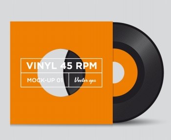 Vinyl record 45 RPM with cover, mock up