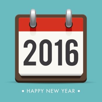 Happy new year 2016 card, retro calendar, editable vector design