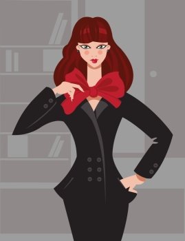 Illustration of fashion girl in office