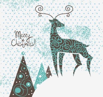 Christmas background with deer
