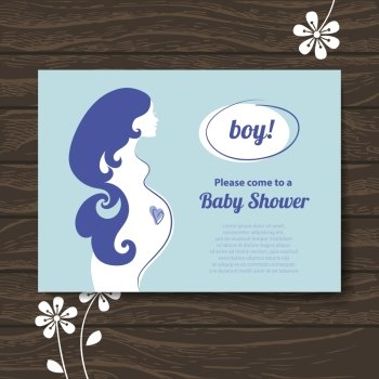 Silhouette pregnant mother. Baby shower invitation