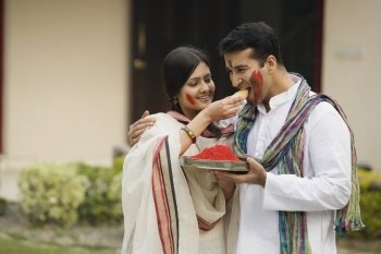 Couple celebrating Holi 