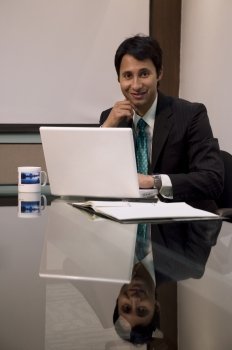 Business executive with laptop 