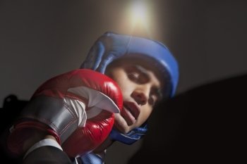Boxer striking opponent 