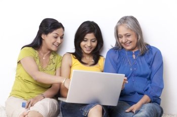 Multi generation family shopping online 
