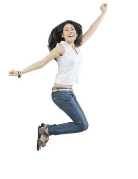 Girl jumping in the air 