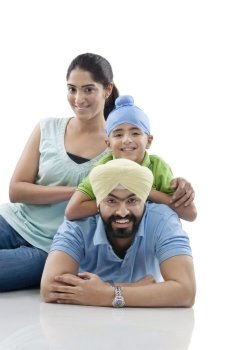 Sikh family posing 