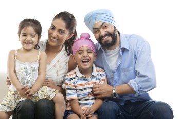 Portrait of a Sikh family 