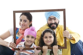 Portrait of a Sikh family 
