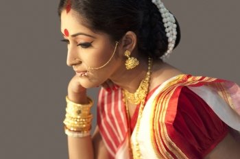 Side profile of Bengali woman 