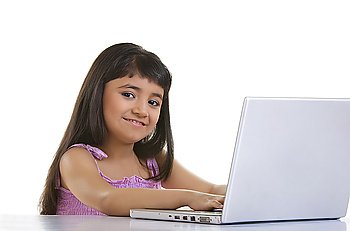 Girl working on a laptop