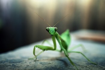 Macro photo of a green mantis