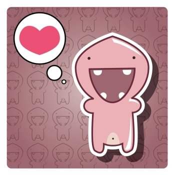 Monster happy birthday, or valentine’s card with cute monster, vector