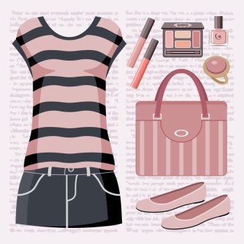 Fashion set with a top and a skirt.