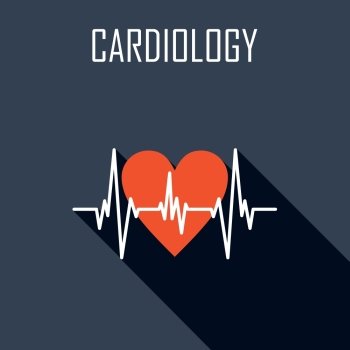 Cardiology. Flat icon. Vector illustration
