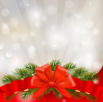 Background with presents and a ribbon. Vector illustration. 