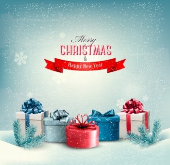 Christmas holiday background with presents. Vector. 