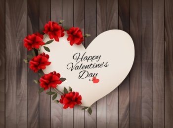 Happy Valentine’s Day background Retro greeting card with red roses. Vector illustration.