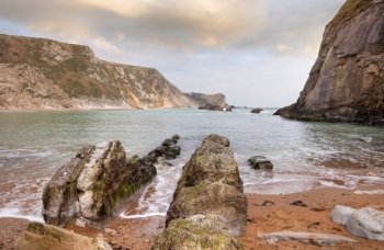Man o’ War Cove by Durdle Door, part of the Jurassic Coastline, Dorset, England.