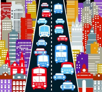 A stylized image of the urban automobile traffic in the big city