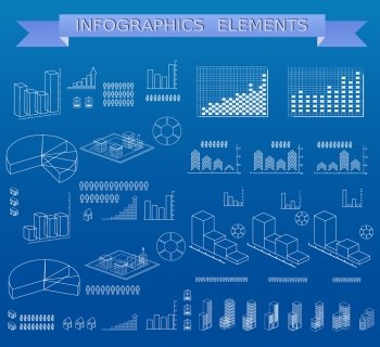 Infographics Vector set of elements on a blue background