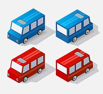 services cars. Isometric city services cars of different colors with a shadow