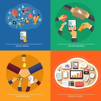 Icons for web design, seo, social media, online shopping, business idea, business tools