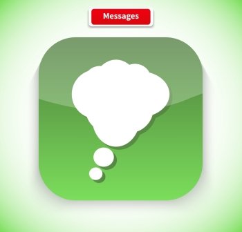 Messages app icon flat style design. Message icon, communication letter, sms and email. Chat web bubble, interface dialog, talk button, application speech balloon illustration