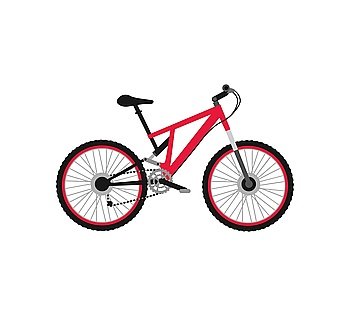 Bicycle icon design flat isolated. Bike and red bycicle, cycling race sport. Mountain bicycle, travel bicycle vector illustration