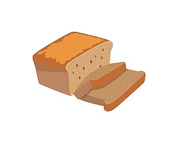 Bread design flat isolated white. Bakery and bread isolated, food healthy, meal loaf and toast breakfast, nutrition bake and baguette natural and snack cereal, lunch culinary, vector illustration