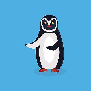 Animal penguin design flat. Bird penguin vector, cartoon polar animal winter isolated, wild penguin character illustration