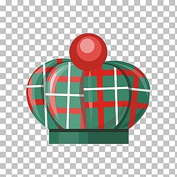 Scottish Hat Isolated in Transparent. Scottish hat isolated in transparent. Scottish National traditional cap or beret bubo and green checkered pattern in red colors isolated on background. Items clothing for head. Vector illustration