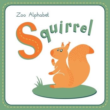 Letter S - Squirrel. Alphabet with cute animals. Vector illustration. Other letters from this set are available in my portfolio.