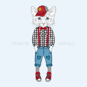 humanimal kitty boy. cat boy kid dressed up in casual style