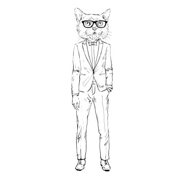 cat dressed up in tuxedo