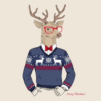 deer male dressed up in Christmas party style