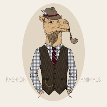 camel male dressed up in retro style