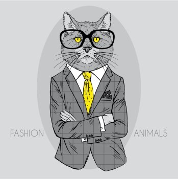 cat male dressed up in office style