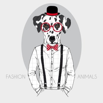 dalmatian dog male dressed up in retro style