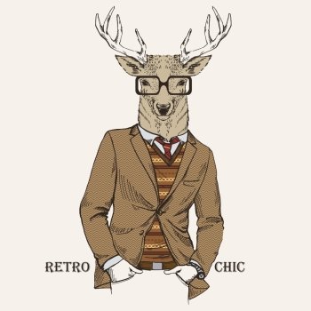 Deer dressed up in retro style